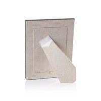 Nappa White & Gray Leather Photo Frame - Frame Side View | Bone & Brass
