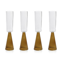 Vivian Amber Stem Champagne Flutes, Set 4 - Glass Stem Detail | Bone & Brass