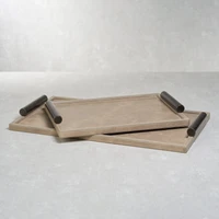 Bellecôte Mink Leather Serving Tray, Large - Tray Detail | Bone & Brass