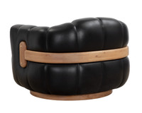 Tadeo Swivel Rustic Oak - Vintage Black Night Leather Armchair