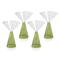 Vivian Green Stem Martini Glasses, Set 4 - Glass Stem Detail | Bone & Brass