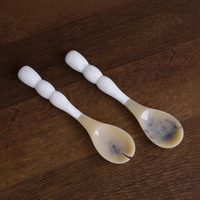 Resin Rio Bubble Salad Servers (White) - Handle Detail | Bone & Brass