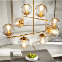 Aiden Aged Brass Globe Chandelier, view 3