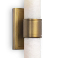 Emmett Natural Brass Sconce with double-ended alabaster stone bulb covers, modern and elegant.