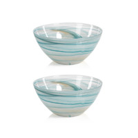 Lagoon Alabaster Serving Bowls, Set of 2 - Bowl Top View | Bone & Brass