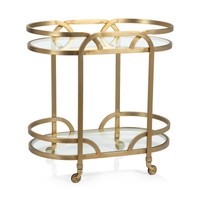 Lismore Oval Matt Gold Bar Cart | Bone & Brass