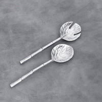Garden Silver Lettuce Large Salad Servers - Handle Detail | Bone & Brass