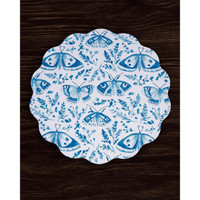 Vida Ginger Jar & Butterflies Reversible Round Placemats Set 4 Blue & - Placemat View | Bone & Brass