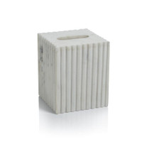 Calabria White Scalloped Marble Tissue Box Cover | Bone & Brass