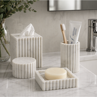 Calabria White Scalloped Marble Tissue Box Cover - Cover Detail | Bone & Brass