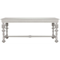 White Portuguese office desk with spool-turned legs and carved apron, made of solid mahogany.