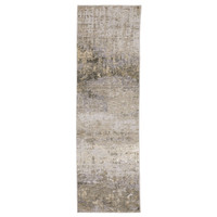 Nebulous Beige Abstract Contemporary Rug, a long, narrow polyester runner with a modern abstract pattern.
