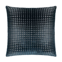 Luxury 24"x24" square decorative throw pillow in dark teal polyester-viscose with a textured grid pattern.