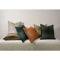 Collection of 24" square decorative throw pillows in various colors with a textured grid pattern.