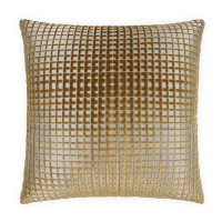 24" x 24" luxury gold and silver polyester-viscose throw pillow with a tailored, geometric grid pattern.