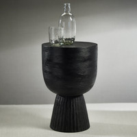 Vendas Black Mango Wood Accent Table - Table Top View | Bone & Brass