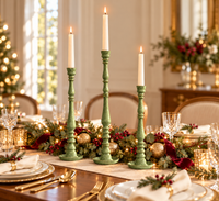 Crosby Leaf Green & Gold Large Candlestick Holder