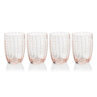 Preston Pink Glass Tumbler Glasses, Set 4 - Tumbler Side View | Bone & Brass