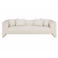 Kira 96" Modern Ivory Tweed Sofa – Sustainable Fabric, view 4