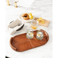 Forte Cognac Oval Leather Tray