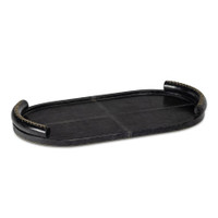 Forte Black Oval Leather Tray
