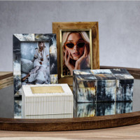 African Black Horn Inlaid Photo Frame 4x6 - Frame Detail | Bone & Brass