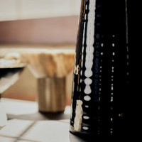 Koda Ceramic Table Lamp - Black - Lamp Base Detail | Bone & Brass