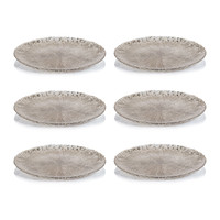 Luminara Golden Silver Fusion Glass Plate 13" Set 6 - Plate Top View | Bone & Brass