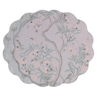 Chinoiserie Reversible Round Placemats Set 4 Light Teal & White | Bone & Brass