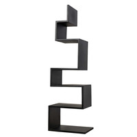 Laszlo black steel bookcase with a sleek, industrial-inspired zigzag design and five shelves.
