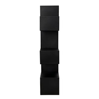 Laszlo black steel industrial-inspired bookcase with sleek, simple design and deep black finish.