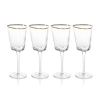 Kamarone Triangular Wine Glasses Gold Rim, Set of 4 - Glass Bowl Detail | Bone & Brass