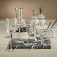 Kamarone Triangular Wine Glasses Gold Rim, Set of 4 - Glass Stem Detail | Bone & Brass