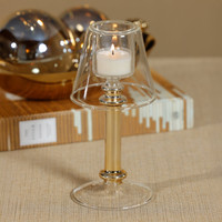 Isola Gold Glass Tealight Lamp Candle Holder - Candle Holder Close Up | Bone & Brass