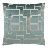 Aura Geometric Throw Pillow, 24" square, with a teal and cream abstract geometric pattern.