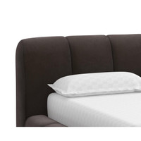 Olena Dark Brown Upholstered Queen Bed - Bed Headboard Detail | Bone & Brass