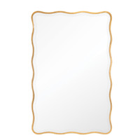 Candice 44x28" gold leaf rectangle mirror with an undulating gilded frame and beveled edge.