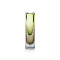 Luarca Amber & Green Artistry Cylinder Glass Vase | Bone & Brass