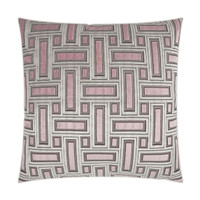Brix Bella Blush Throw Pillow: 24x24 luxury designer pillow with pink, gray, and white geometric pattern.