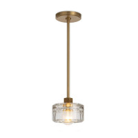 Bijoux Crystal Pendant: clear, chunky cut crystal with a gold adjustable pipe and canopy.