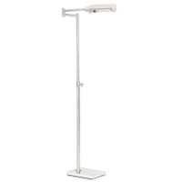 Noble Floor Task Reading Lamp in polished nickel with multiple pivoting joints and a rectangular base.