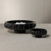Shallow Marble Pedestal Decorative Bowl - Bowl Top View | Bone & Brass