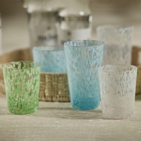 William White Speckled Glass Tumblers, Set 6 - Tumbler Close Up | Bone & Brass