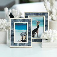 Mendocino Blue & Ivory Bone Photo Frame - 5x7 - Frame Detail | Bone & Brass