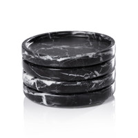 Black Marble Coasters, Set of 4 - Linen Draped View | Bone & Brass