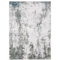 Malibu Ivory & Grey Washable Rug with organic abstract and distressed traditional designs.