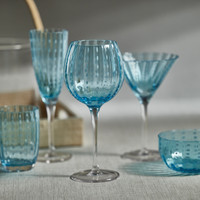 Preston Aqua Glass Tumbler Glasses, Set 4 - Tumbler Detail | Bone & Brass