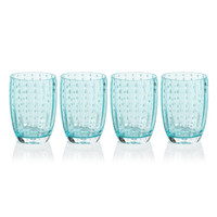 Preston Aqua Glass Tumbler Glasses, Set 4 - Tumbler Side View | Bone & Brass