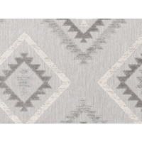 Big Sur Gray Cream indoor/outdoor rug with geometric diamond and triangle pattern.