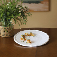 Vida White Bamboo Round Serving Platter - Platter Top View | Bone & Brass